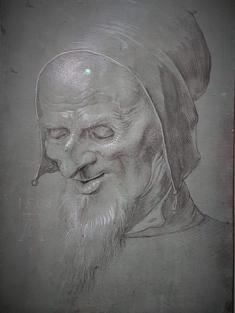 Zeichnung mit Portrait eines alten Mannes