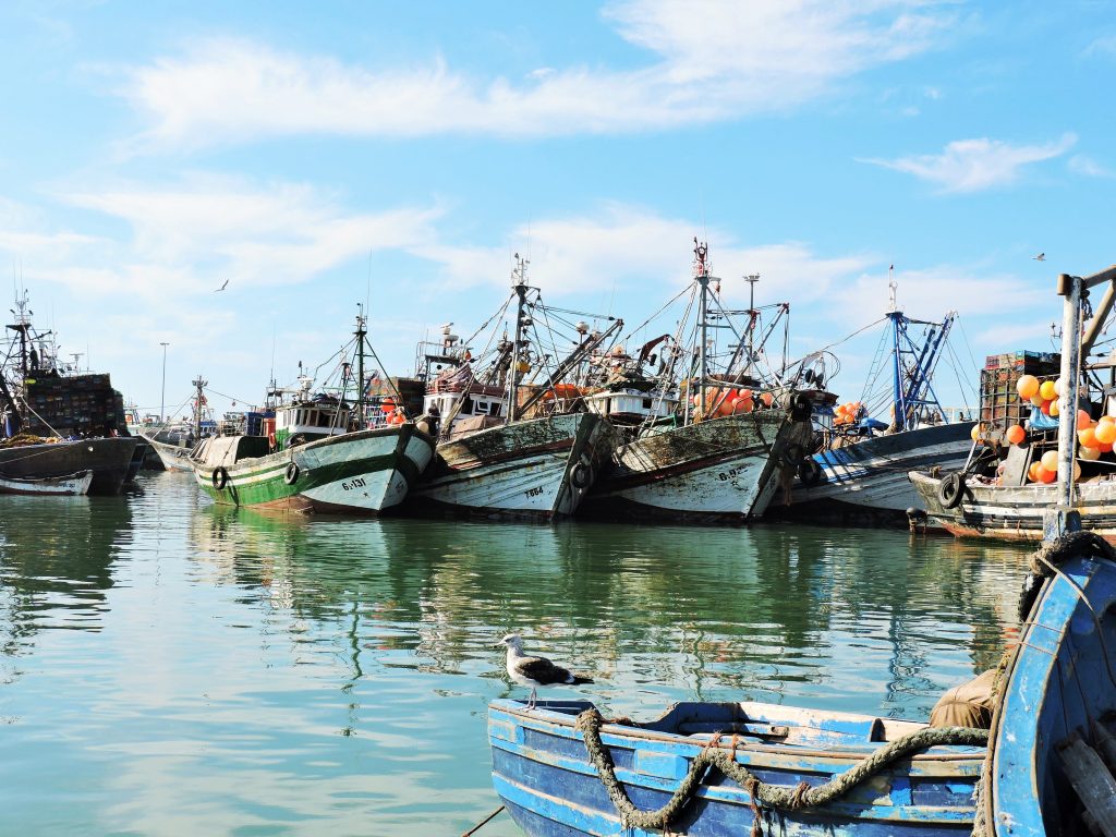 Fischereihafen mit vielen Booten, Marokko
