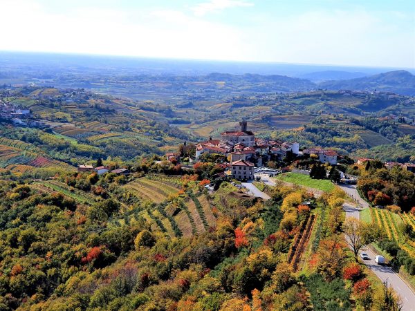 Blick in die herbstliche Wein Region Goriska Brda