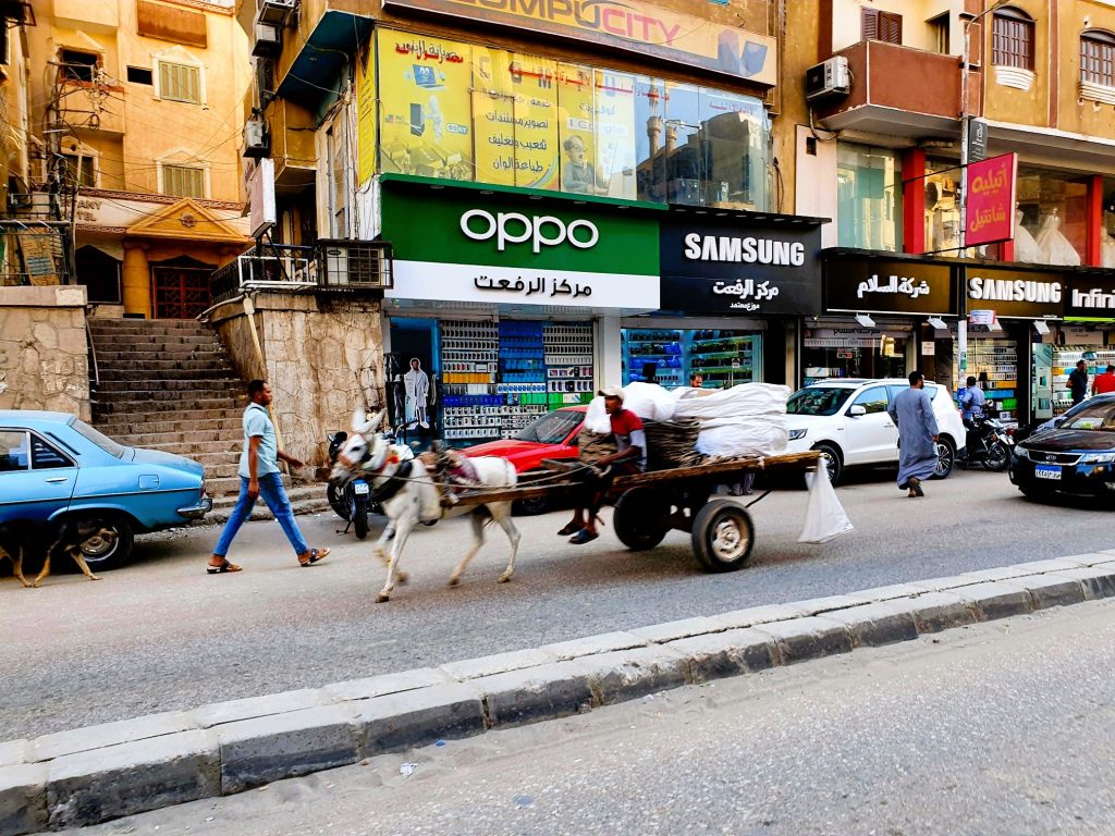 Pferdewagen Transport auf einer ägyptischen Straße